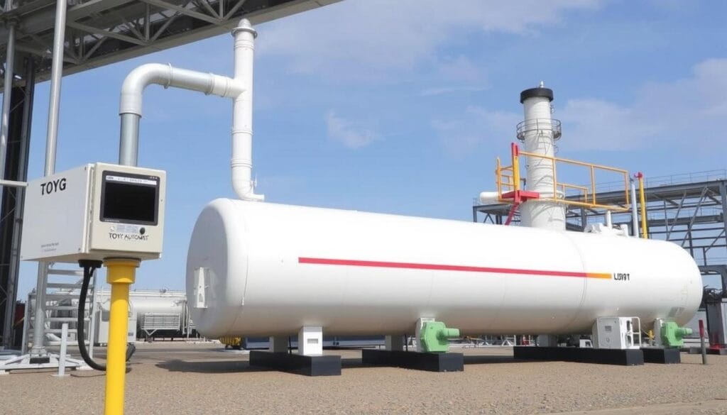 Gambar sensor gempa Toyo Automation VIB LINE V-925 yang dipasang di fasilitas LPG