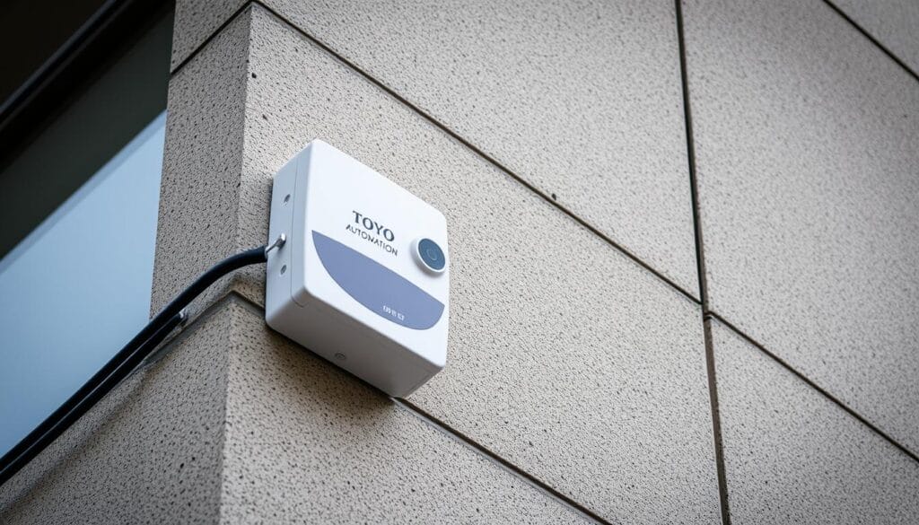 Gambar sensor gempa Toyo Automation terpasang di sebuah gedung