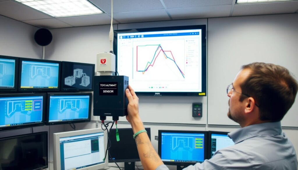 Instalasi Sensor Gempa Toyo Automation di ruang kontrol gedung
