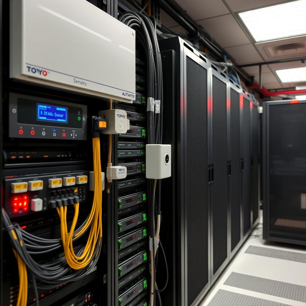 Peralatan bisnis yang terlindungi berkat Sensor Gempa Toyo Automation