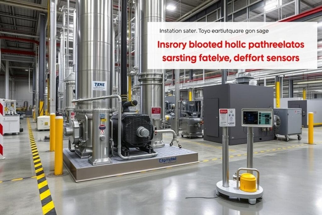 Sensor Gempa Toyo Automation di lingkungan pabrik dengan peralatan sensitif